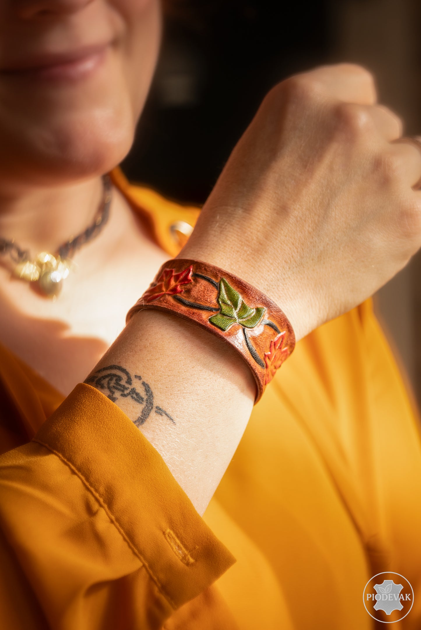 Souffle d'automne - Bracelet cuir de vachette