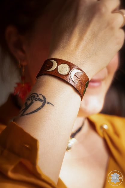Clair de lune - Bracelet en cuir de vachette