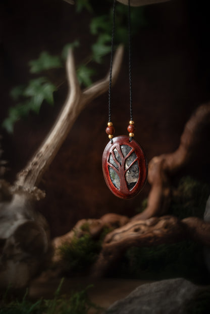 Liraël - collier cuir avec Larvikite