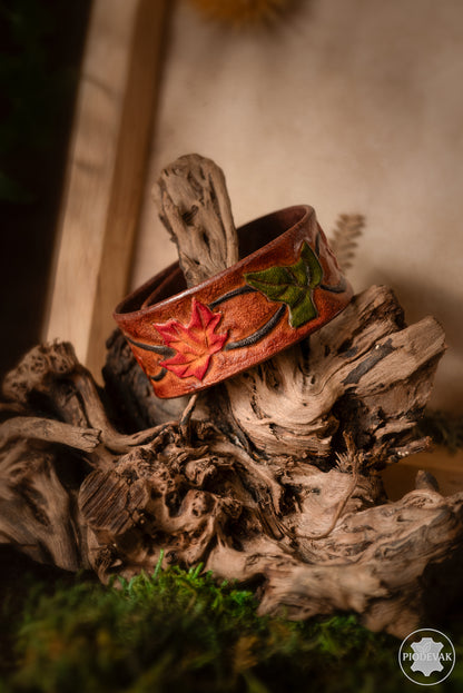 Souffle d'automne - Bracelet cuir de vachette