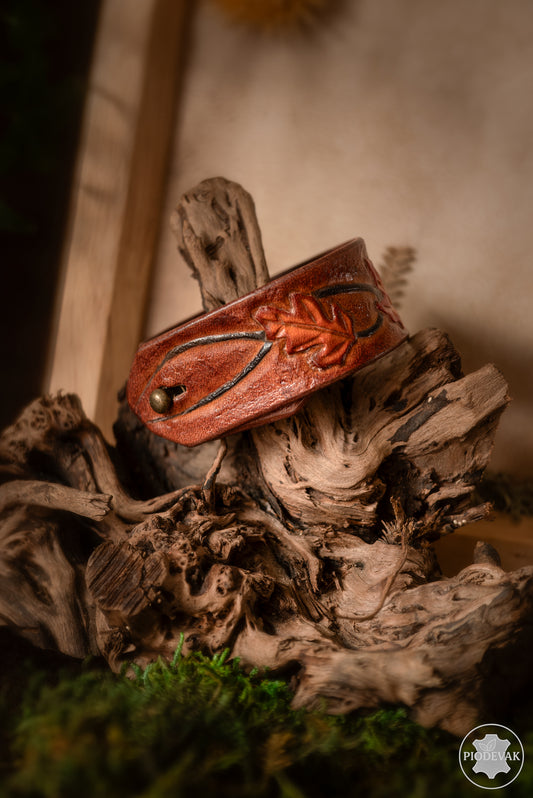 Souffle d'automne - Bracelet cuir de vachette